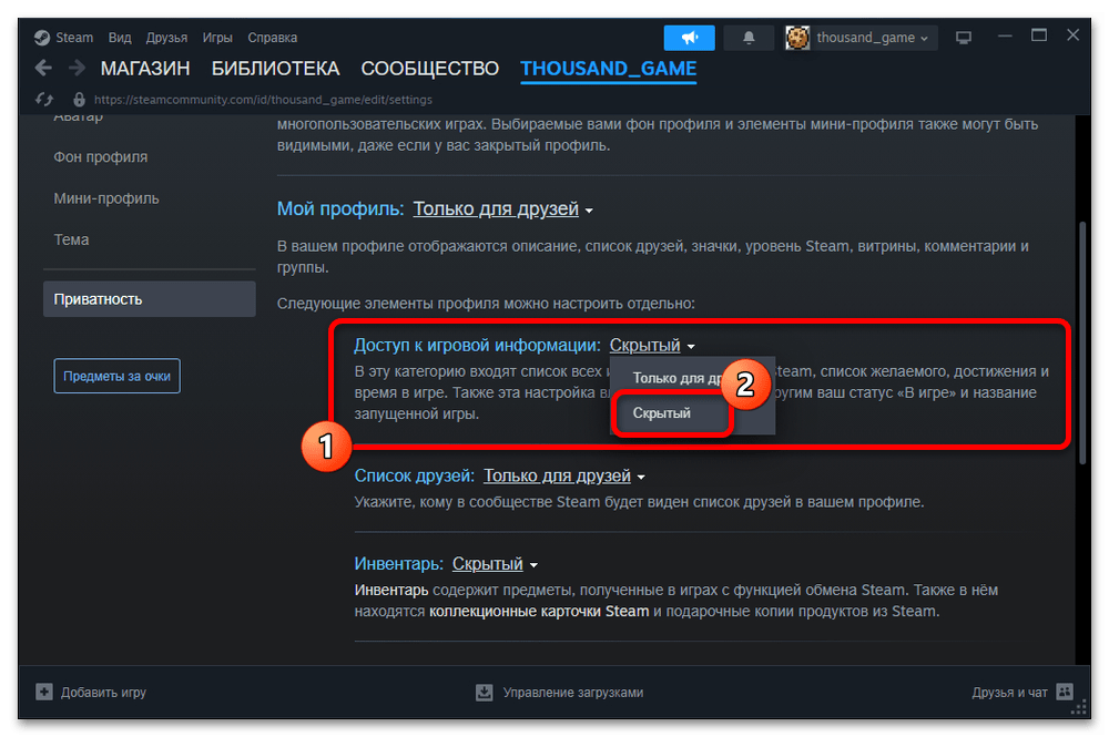 Как скрыть игру от друзей в Стиме_011