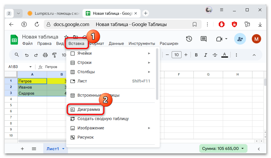 как сделать диаграмму в гугл таблицах-02