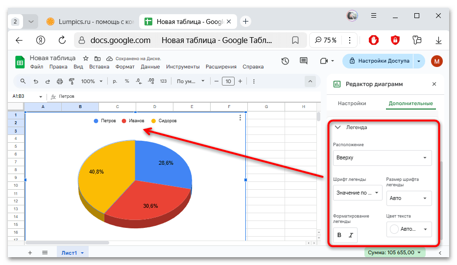 как сделать диаграмму в гугл таблицах-23