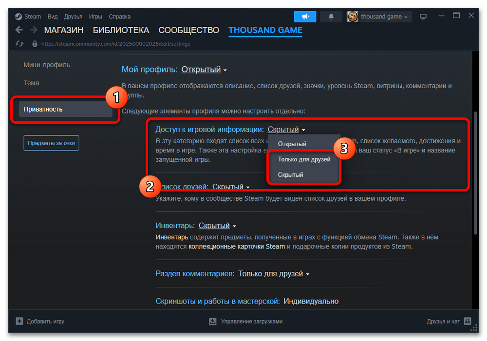 Как убрать недавнюю активность в Стиме_002