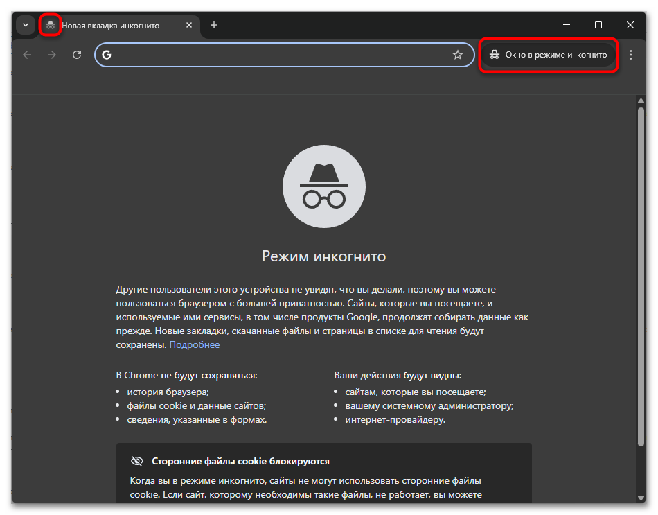 Как войти в режим инкогнито в Гугл Хром-04
